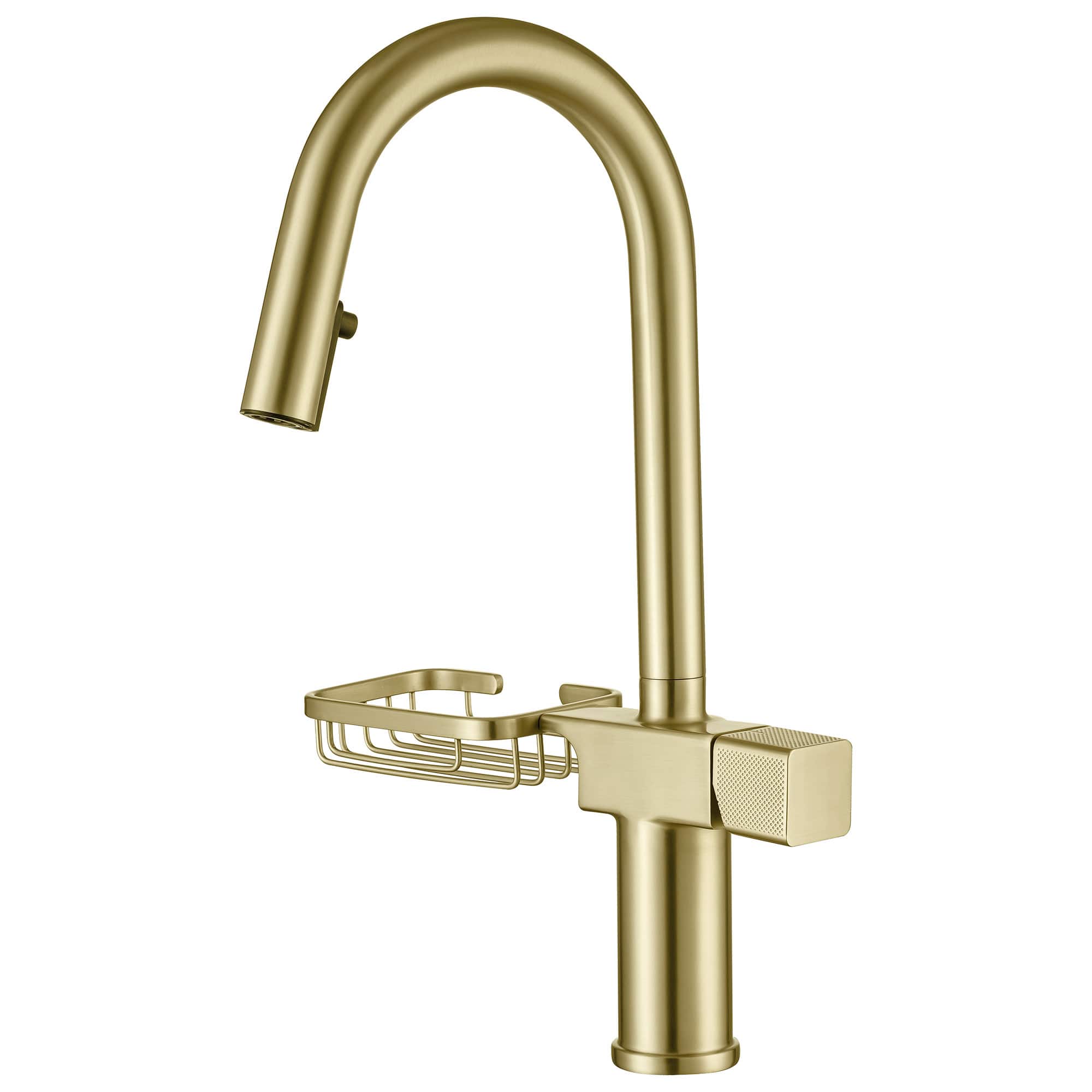 High Arc Pull-Down Kitchen Faucet - Single Hole Stainless Steel Modern Sink Faucet