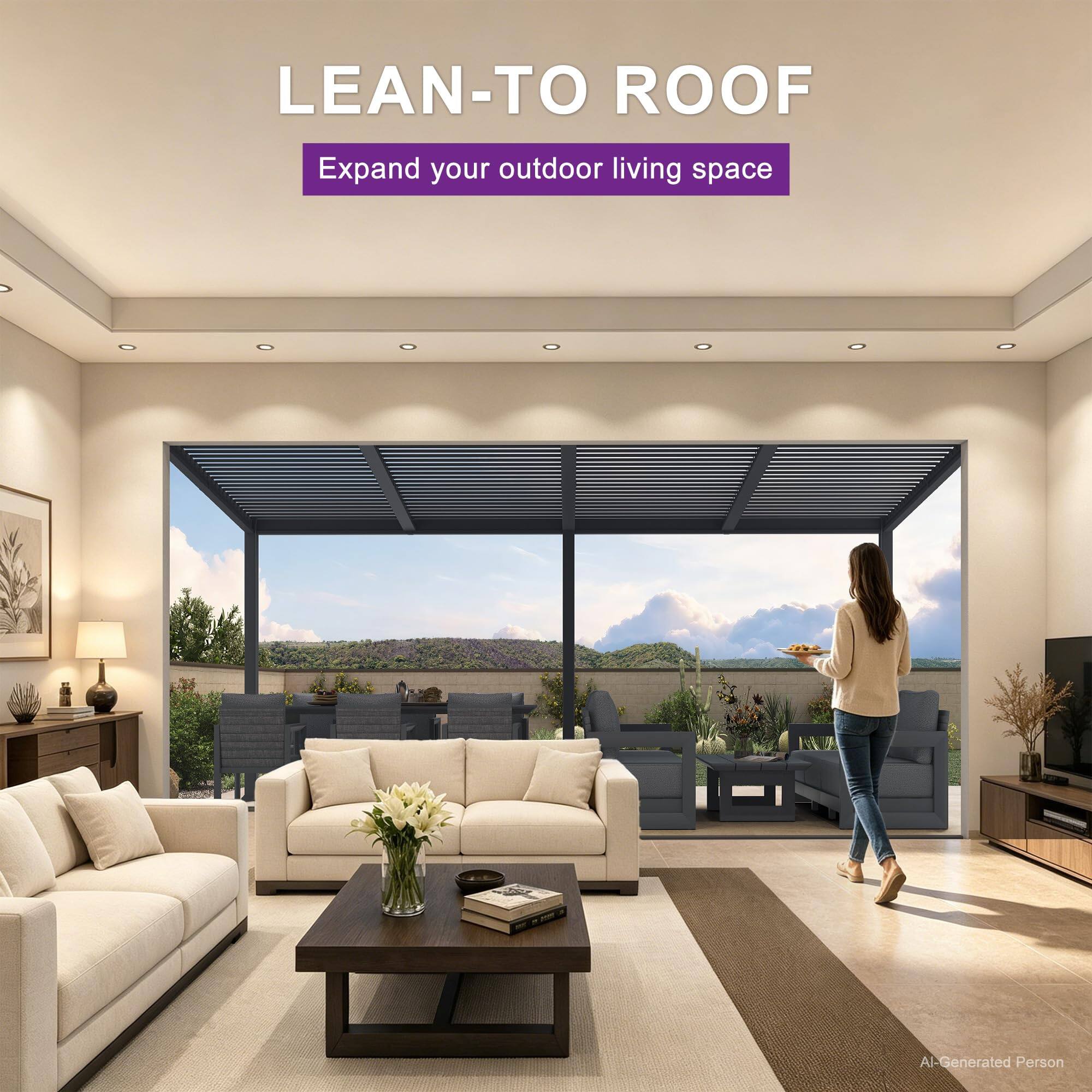 LEAN-TO ROOF  
Expand your outdoor living space  
AI-Generated Person