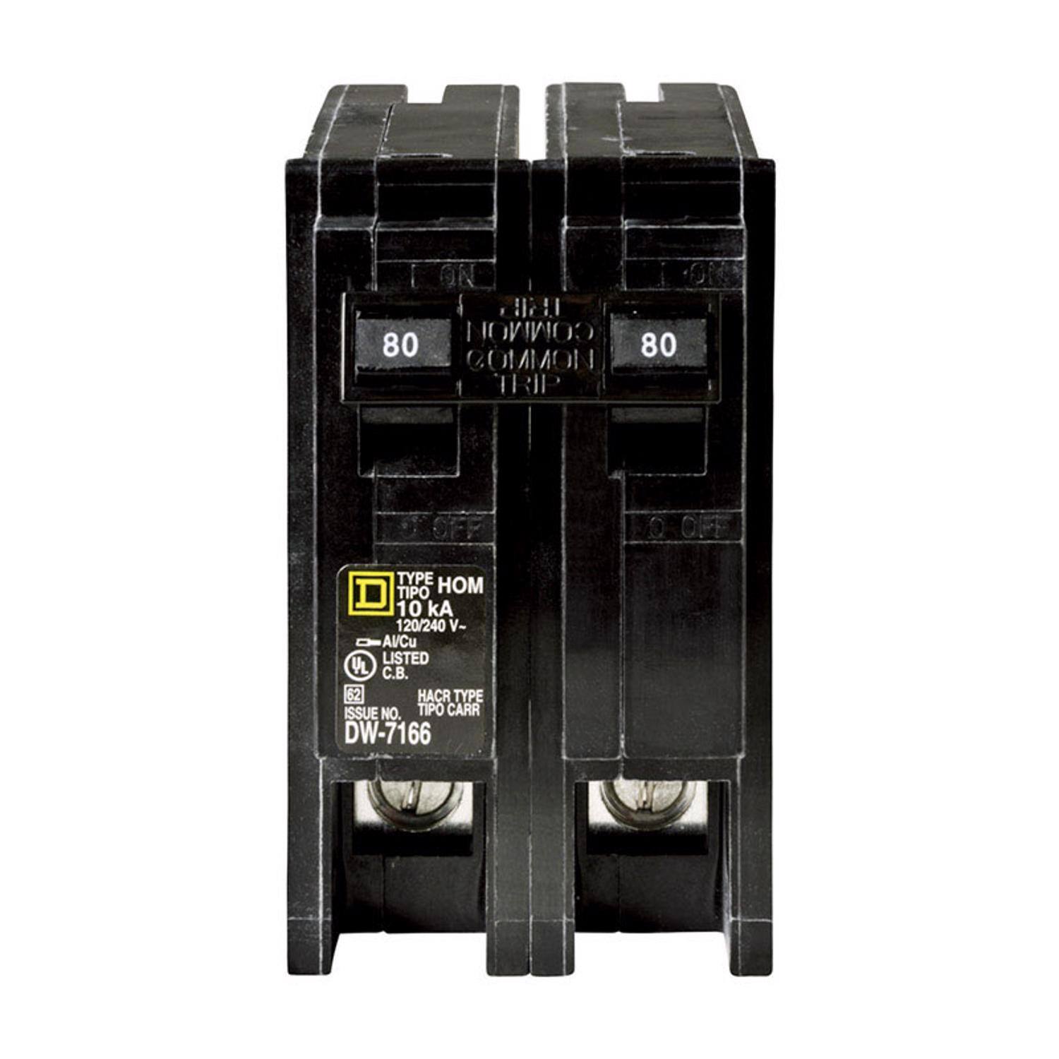 COMMON 80 80 COMMON TRIP  
TYPE HOM 10 kA 120/240 V-  
AVCu LISTED C.B.  
HACR TYPE  
ISSUE NO. TIPO CARR  
DW-7166