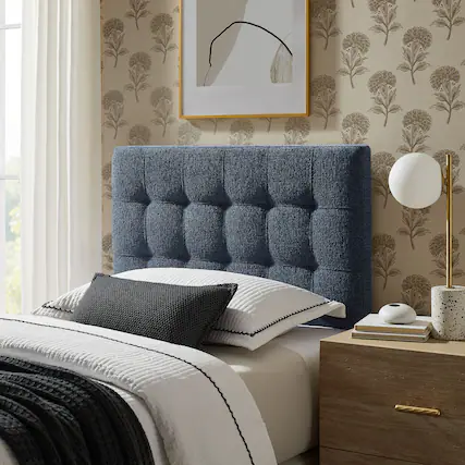 Front. Modway - Lily Upholstered Fabric Headboard by Modway - Navy.