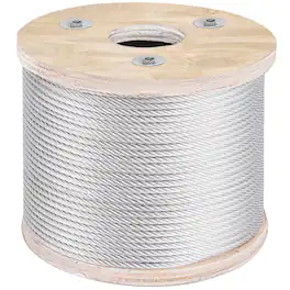 VEVOR - 304 Stainless Steel Wire Rope Cable, 3/16", 7x19, 250 ft reel - Silver