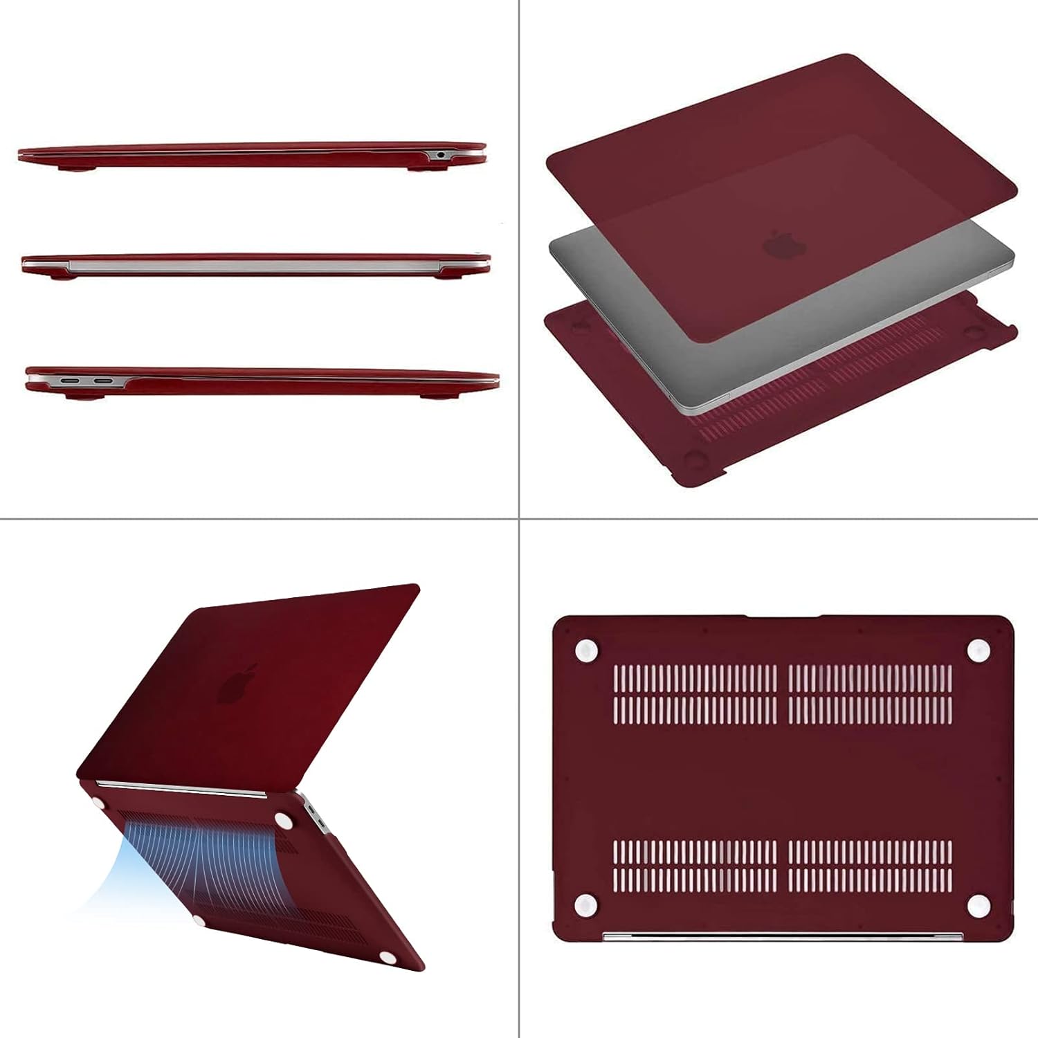 Alt View 1. mosiso - Case for MacBook Air 13 inch A2337 M1 A2179 A1932 with Touch ID 2018-2022 - Marsala Red.
