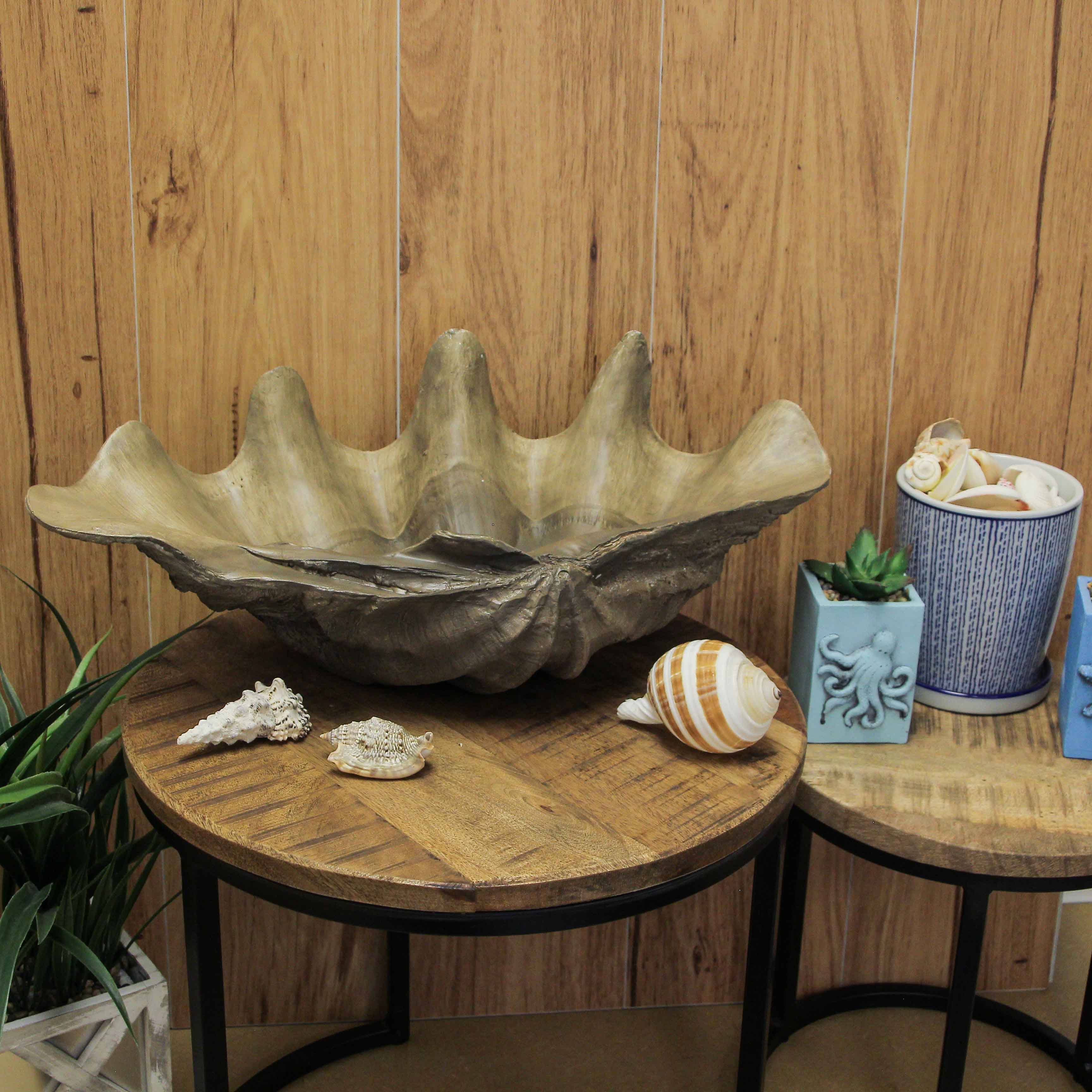 Alt View 5. Contrast Inc. - Lifelike Cast Polyresin Giant Clam Shell Decorative Bowl - Taupe.