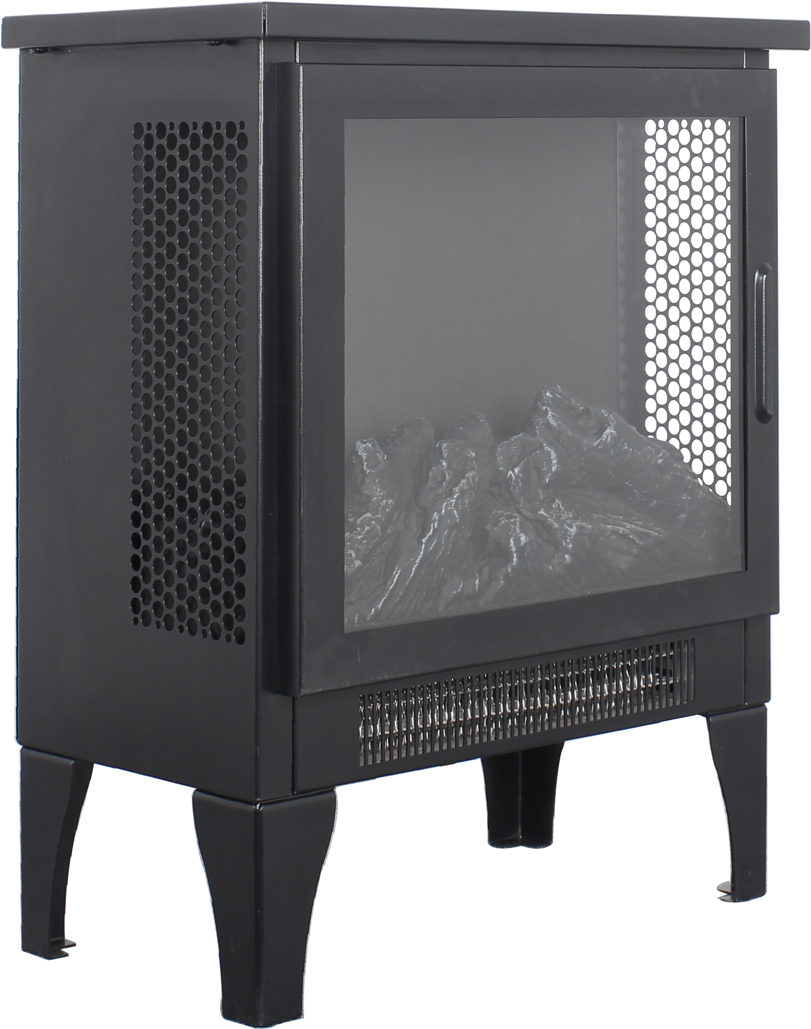 Angle. PexFix - 17" 3D Flame Electric Fireplace Stove, 1400W Heater, Bottom Air Outlet, Portable Freestanding for Living Room.