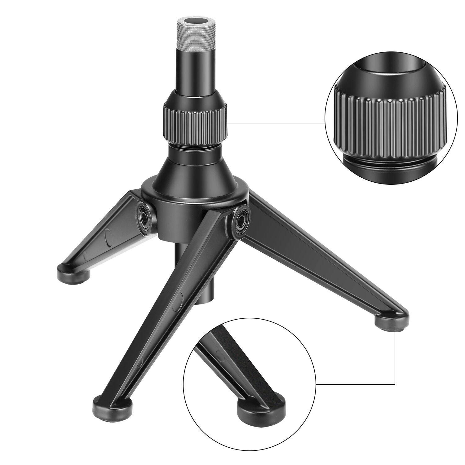 Alt View 1. Neewer - Foldable Mini Desktop Mic Stand, 4.9-7.5" - Black.