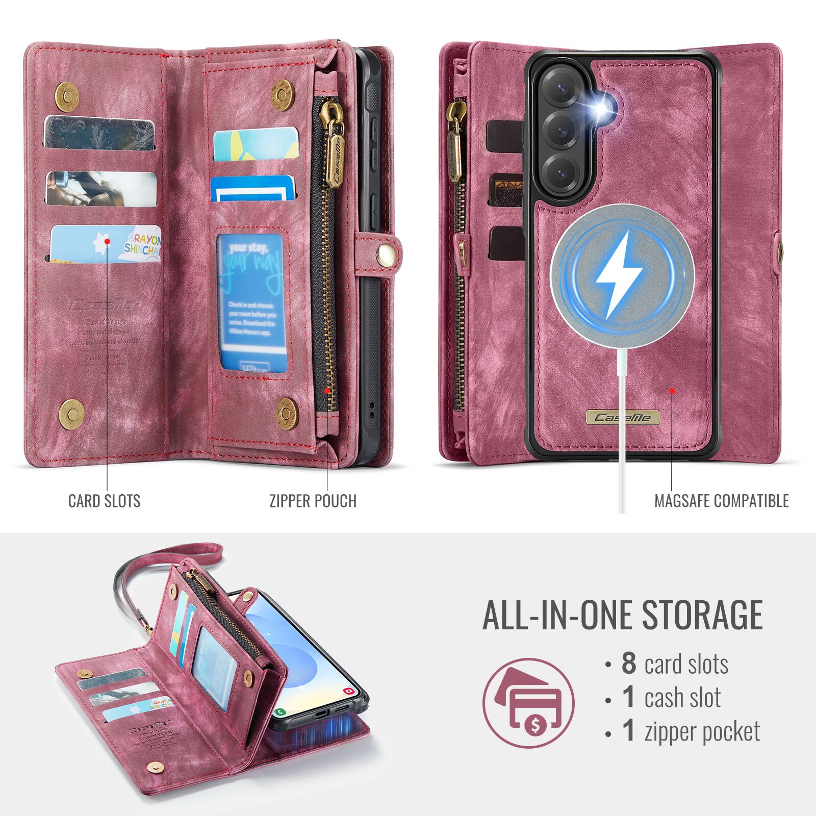 RAYON SHI CHA

- CARD SLOTS
- ZIPPER POUCH
- MAGSAFE COMPATIBLE

ALL-IN-ONE STORAGE
- 8 card slots
- 1 cash slot
- 1 zipper pocket