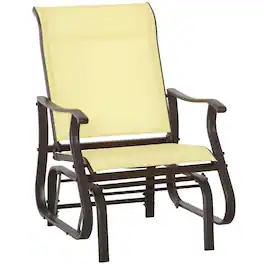 Outsunny - Outdoor Glider Chair, Gliders for Outside Patio with Steel Frame and Mesh Fabric for Backyard, Garden, and Porch - Beige