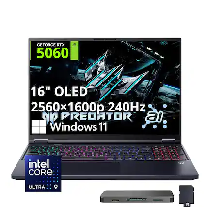 GEFORCE RTX 5060 16" OLED 2560 x 1600p 240Hz PREDATOR Windows 11
intel CORE i9 ULTRA 9