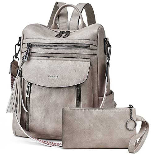 Live At Space - Backpack Purse For Women Fashion Leather Designer Travel Convertible Shoulder Bag With Wristlet - 1-5 Two-toned Gray