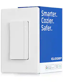 ELEGRP - Smart Dimmer Light Switch Single Pole, Compatible with Alexa and Google Assistant,UL & FCC Listed, 1 PC - White