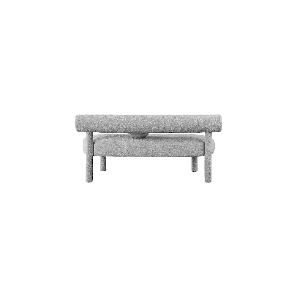 Angle. Meridian Furniture - Parlor Grey Boucle Fabric Bench - Grey Boucle Fabric.