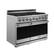 Angle. Thor Kitchen - 48 in. Wide 7 Burner 7.6 Cu Ft. Freestanding Double Oven Gas Range with Infrared Broiler - Stainless Steel.