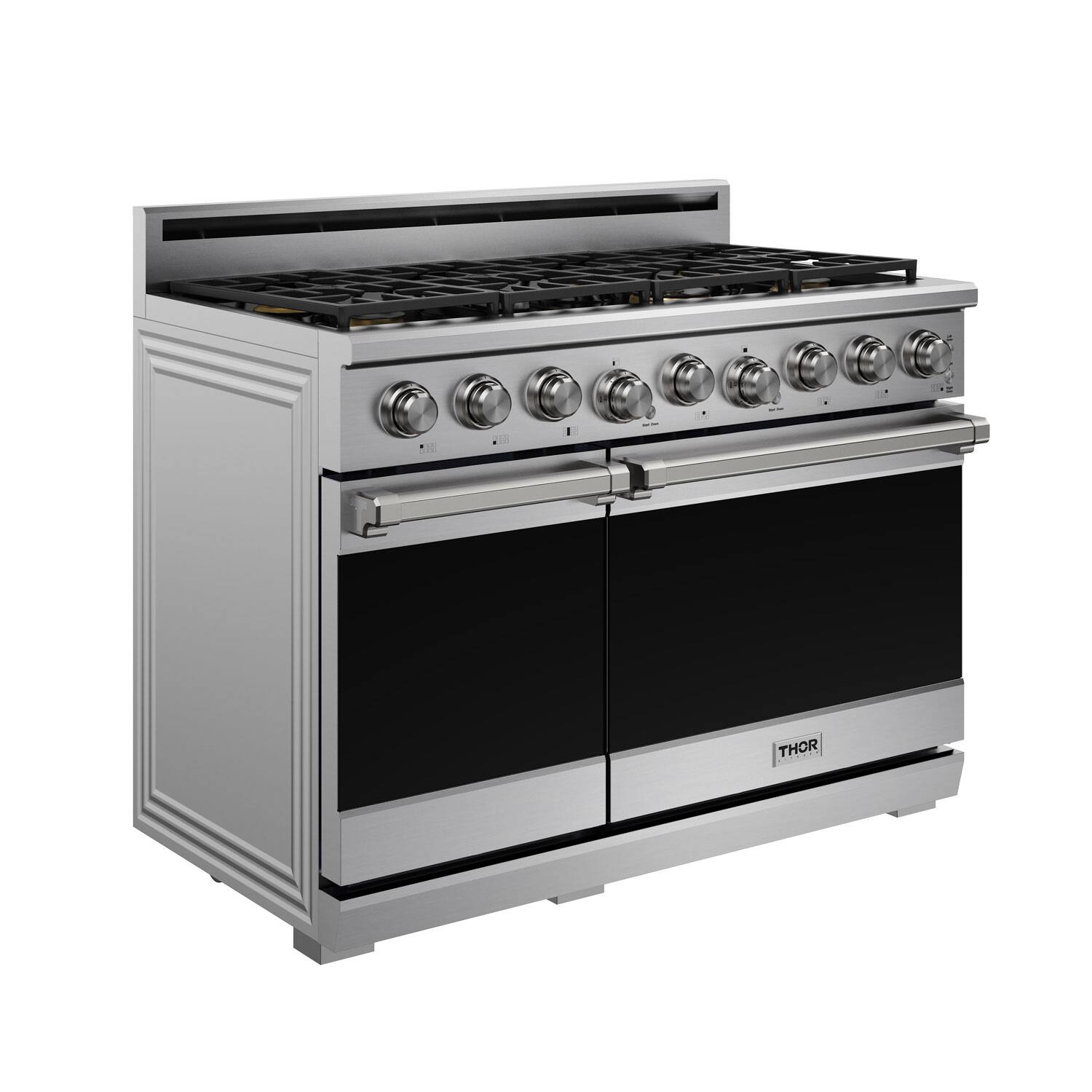 Angle. Thor Kitchen - 7.6 Cu Ft. Freestanding Liquid Propane Double Oven Gas Range with Infrared Broiler - Stainless Steel.