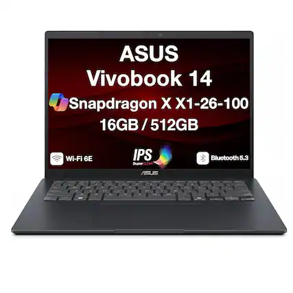 ASUS Vivobook 14 Snapdragon X X1-26-100 16GB / 512GB Wi-Fi 6E IPS SuperCLEAR Bluetooth 5.3