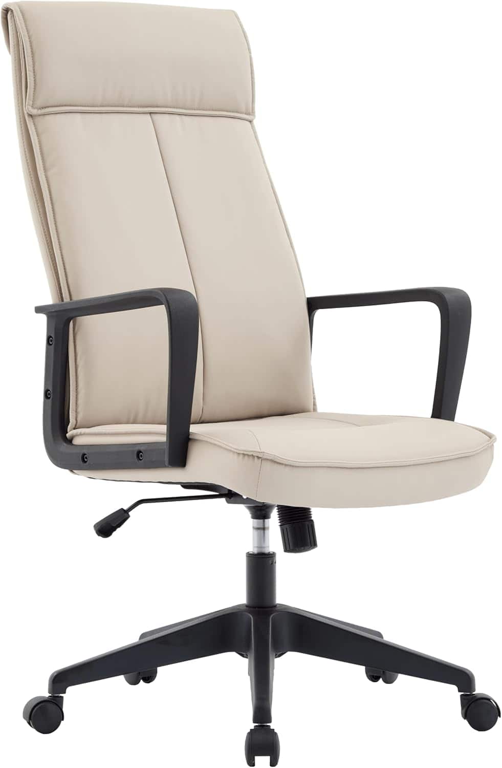 Front. LeisureMod - Aiaria Ergonomic Office Chair High-Back Adjustable Height with Swivel & Tilt, Double Wheel Casters - Tan.