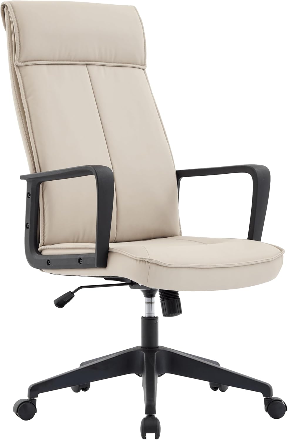 LeisureMod - Aiaria Ergonomic Office Chair High-Back Adjustable Height with Swivel & Tilt, Double Wheel Casters - Tan