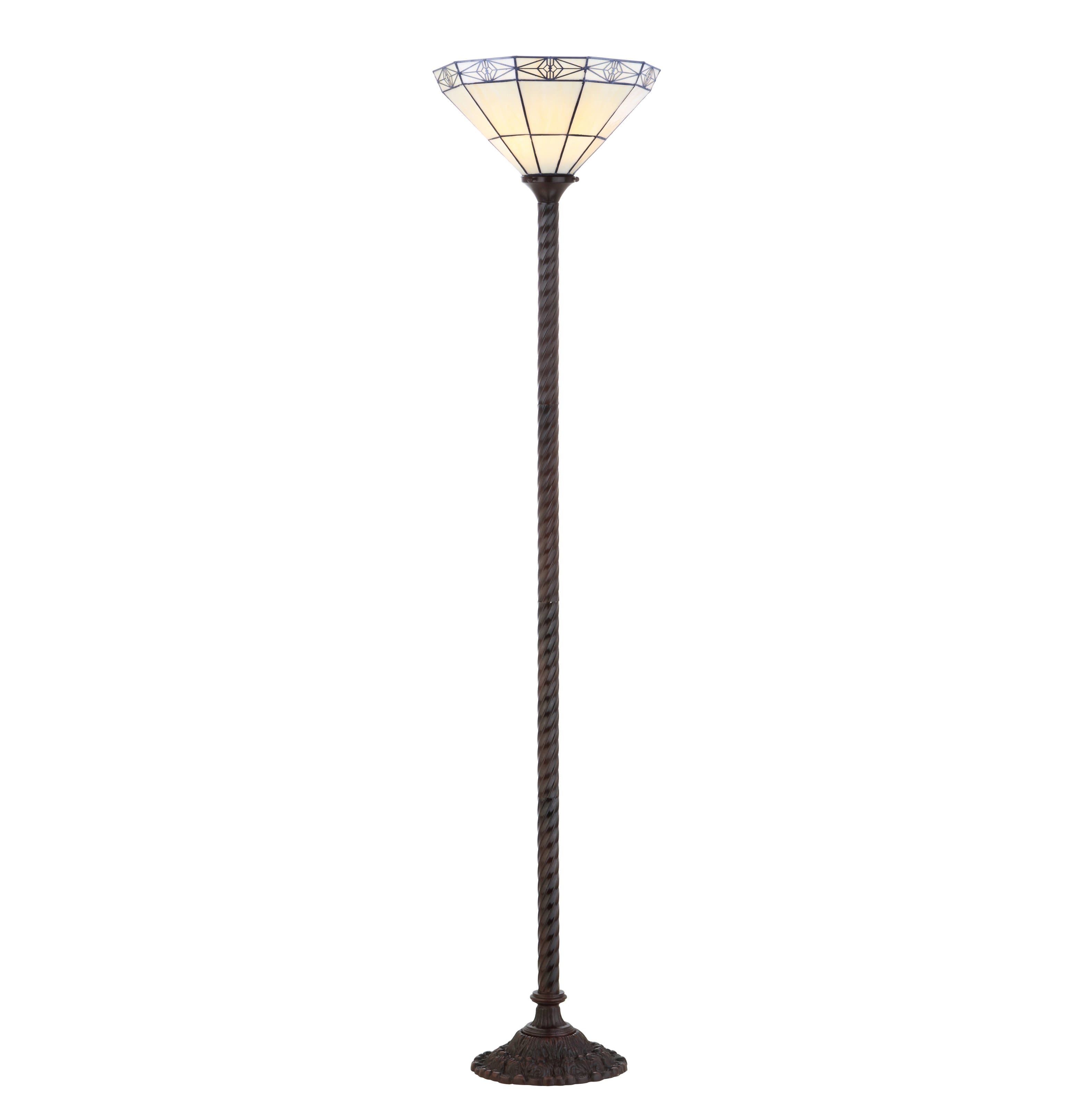 Jonathan Y - Moore Tiffany-Style 68.57" Torchiere LED Floor Lamp - Bronze