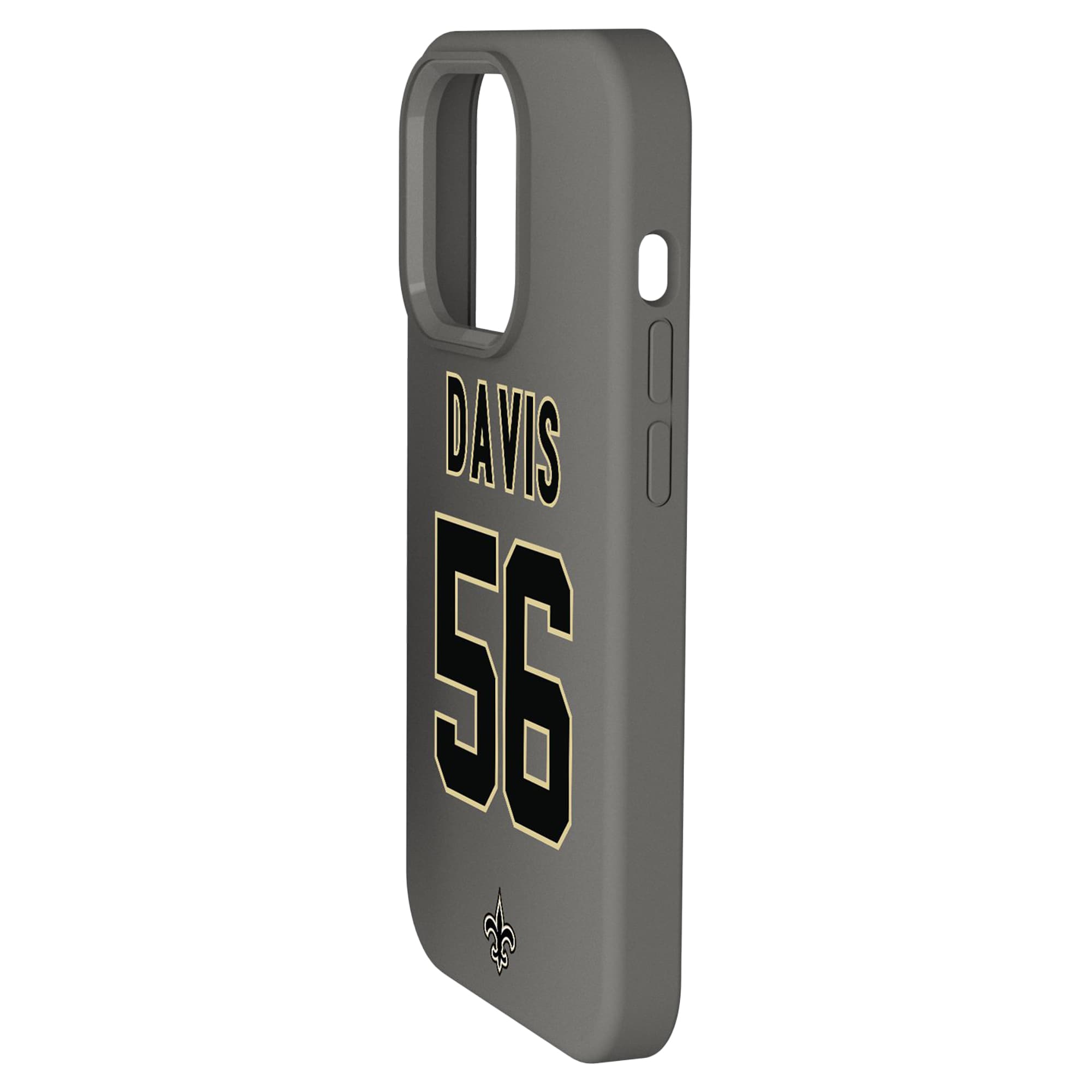 Alt View 1. Keyscaper - Demario Davis Gray New Orleans Saints Ready Soft Touch iPhone Case - 15 Plus - Gray.