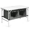 Front. Costway - Adjustable Camping Table Aluminum w/ Storage Organizer Grey - White + Grey.