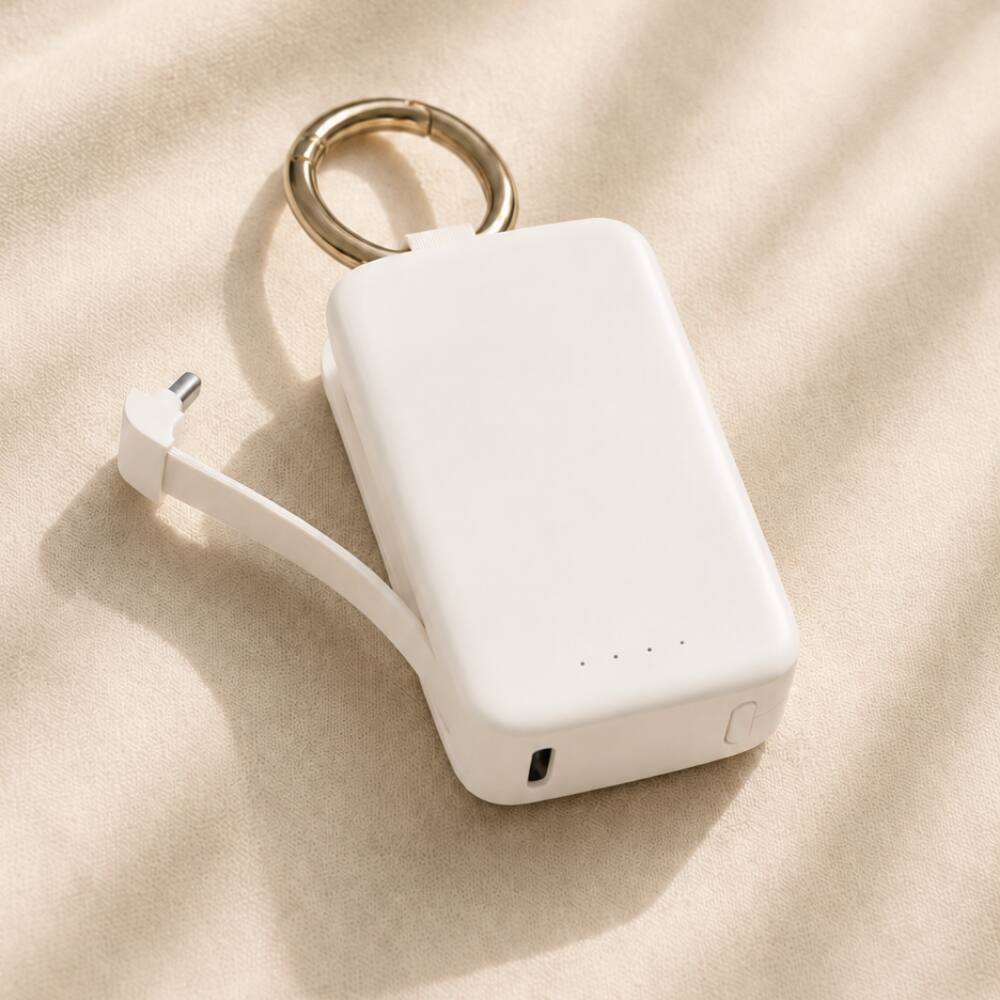 Front. Posh Tech - USB-C Keychain Power Bank - Ivory.