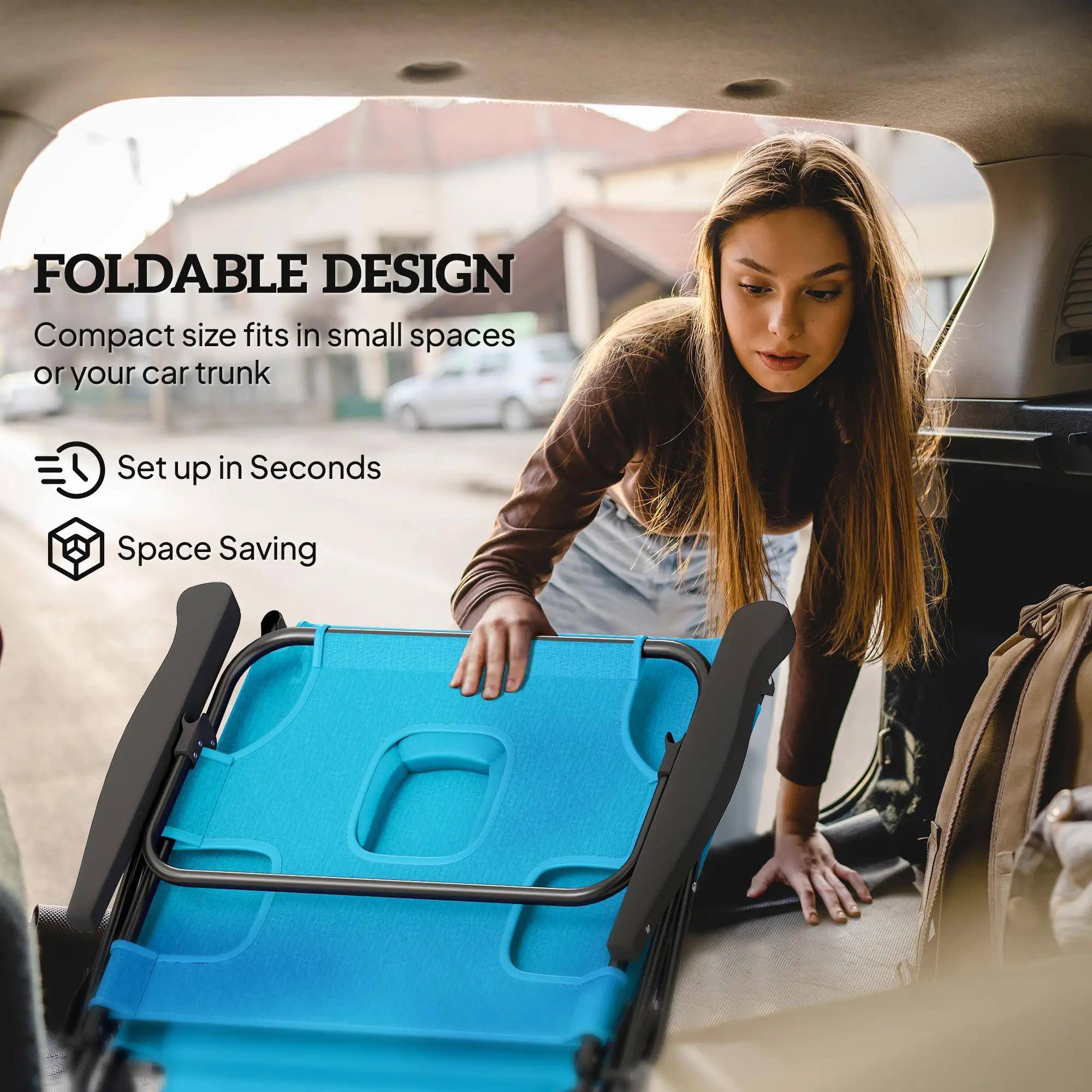FOLDABLE DESIGN
Compact size fits in small spaces or your car trunk
Set up in Seconds
Space Saving