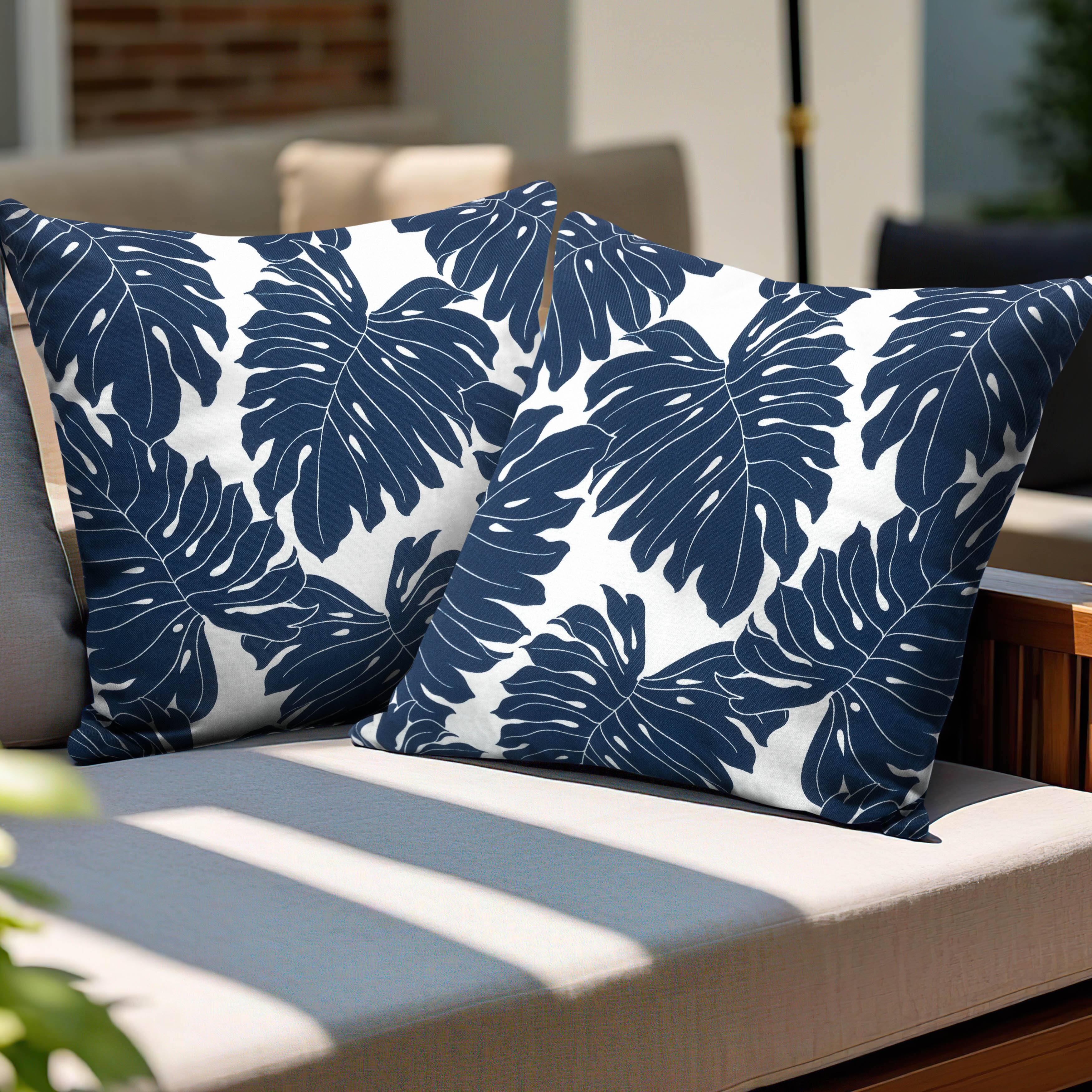 Alt View 6. Nuu Garden - Outdoor Patio Water-Resistant Throw Pillows Set of 2 - Palm Leaf Pattern.