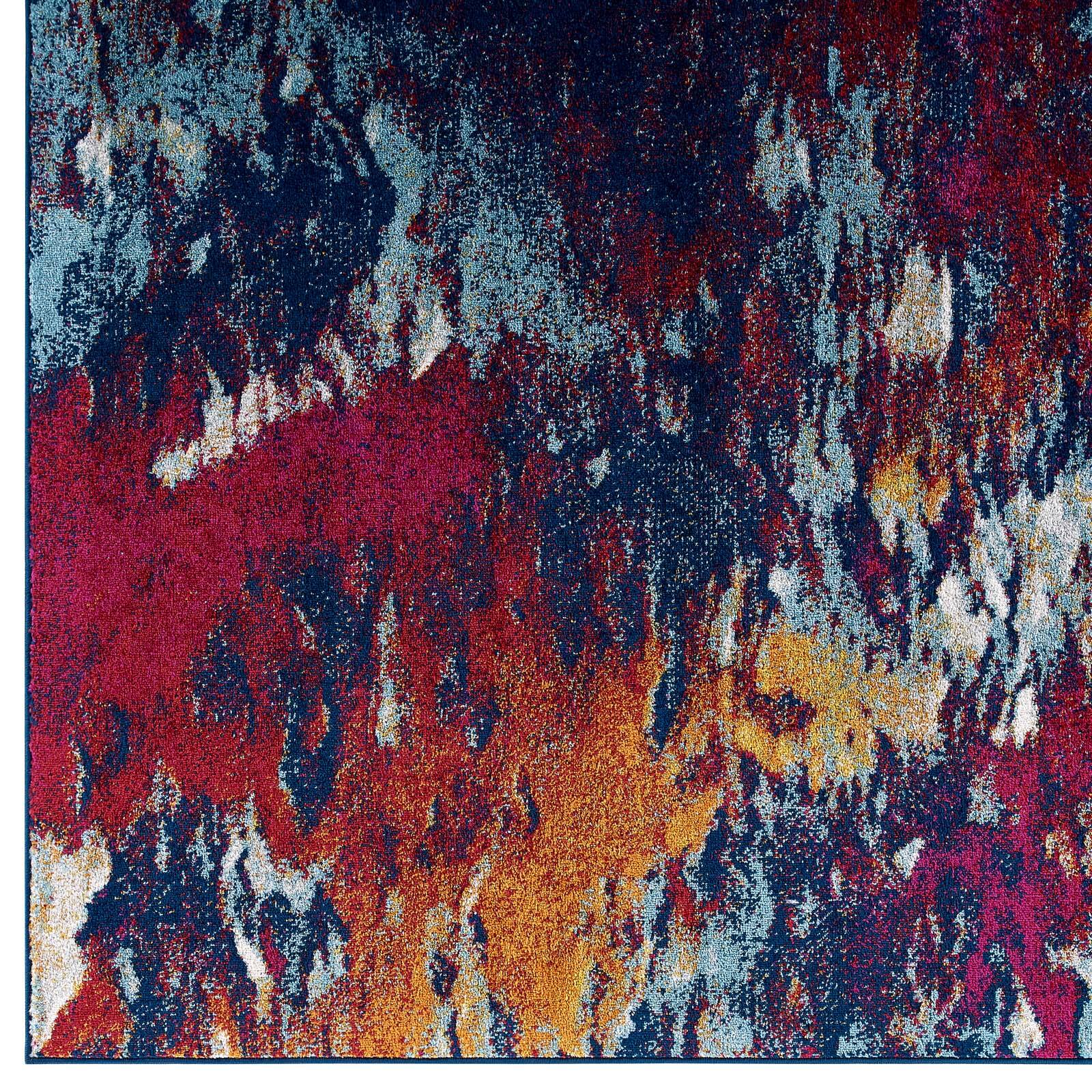 Alt View 2. Modway - Entourage Foliage Contemporary Modern Abstract Area Rug - Blue Orange Yellow Red.