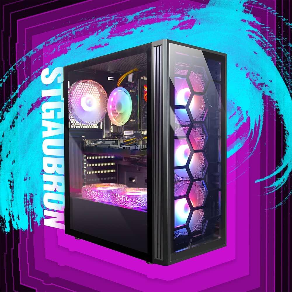 Left. STGAubron - STGAubron Gaming PC Desktop Computer, Intel Core i7 up to 3.9GHz, GeForce GTX 1660 Ti 6G, 32GB RAM, 1TB SSD, WIN11H - Black.
