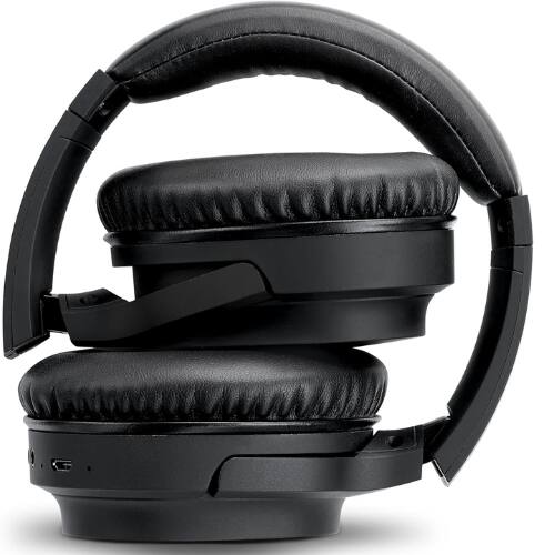 Angle. iLive Electronics - iLive Electronics IAHN40B Active Noise Cancelling Bluetooth Headphones, Adjustable Headband, 3.5mm Cable, Black.