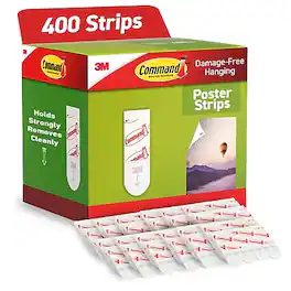 Command - Small Poster Strips, 4 Strips/Pack, 100 Sets/Pack - White
