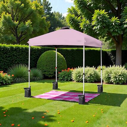 Front. Hivvago - 6.6x6.6 Ft Instant Setup Canopy with Wheel Bag for Easy Transport - Pink.