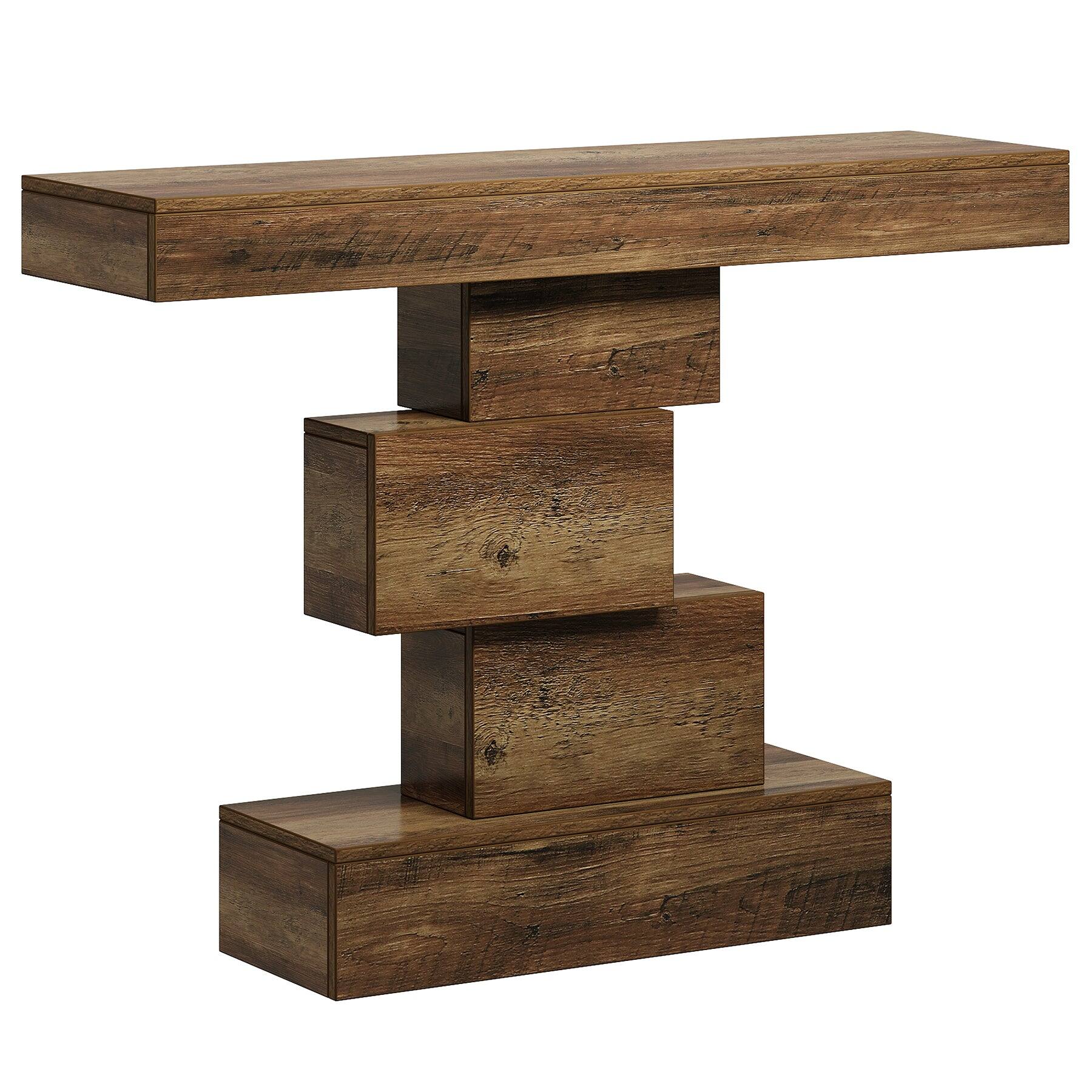 Alt View 3. Tribesigns - Farmhouse Console Table with Engineered Wood Construction and Rectangular Top for Entryway and Hallway - Brown.