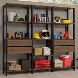 Madesa - Garage Storage Rack with 4 Drawers and Open Shelves 78"L - Black/Brown - Rustic/Black
