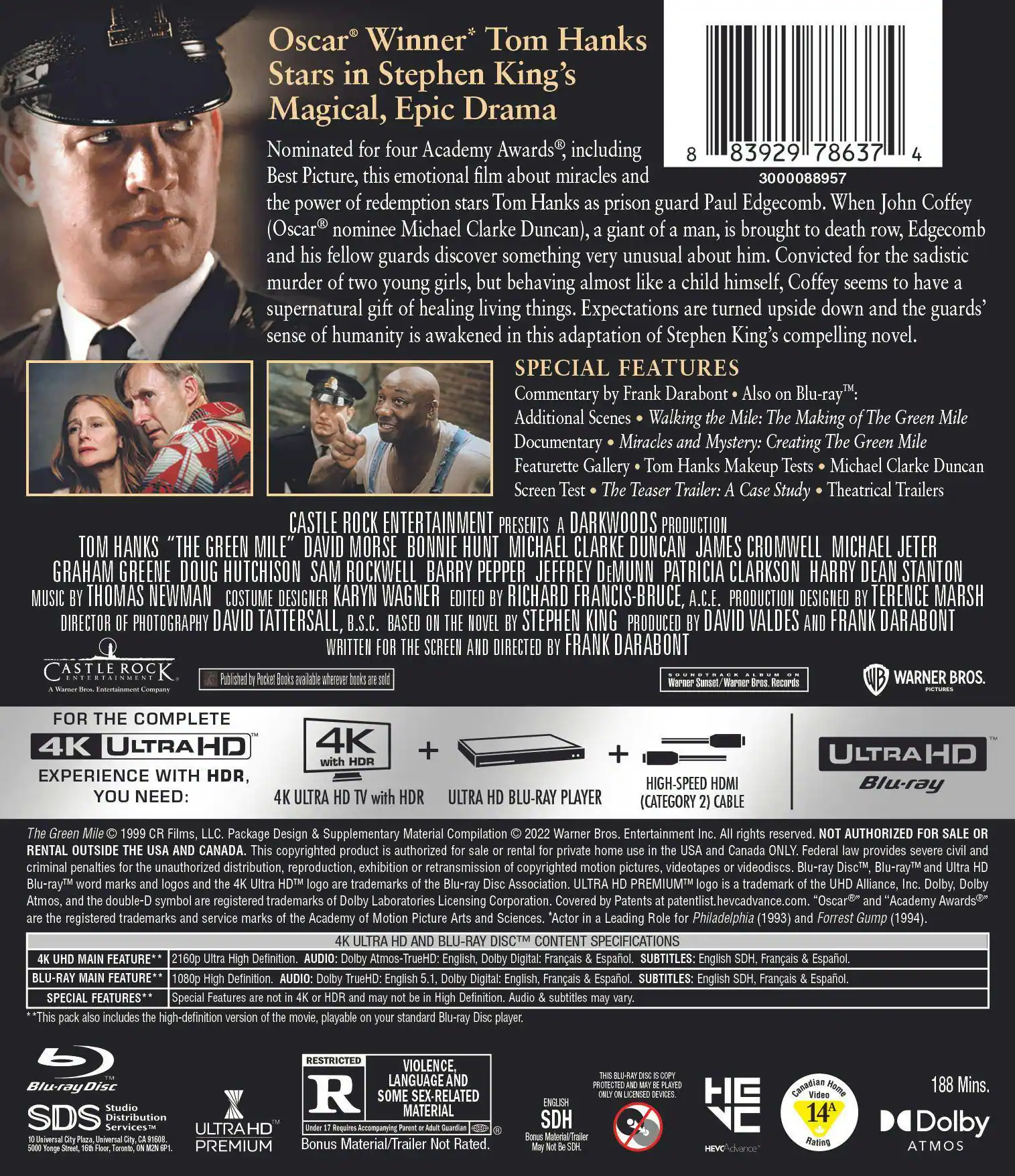 Back. The Green Mile (4K Ultra HD + Blu-ray) [UHD].