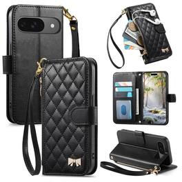 Dteck - Zipper Wallet Case for Google Pixel 10 /10 Pro,PU Leather Flip Cover with Wrist Strap,Magnetic Snap Shockproof Case - Black