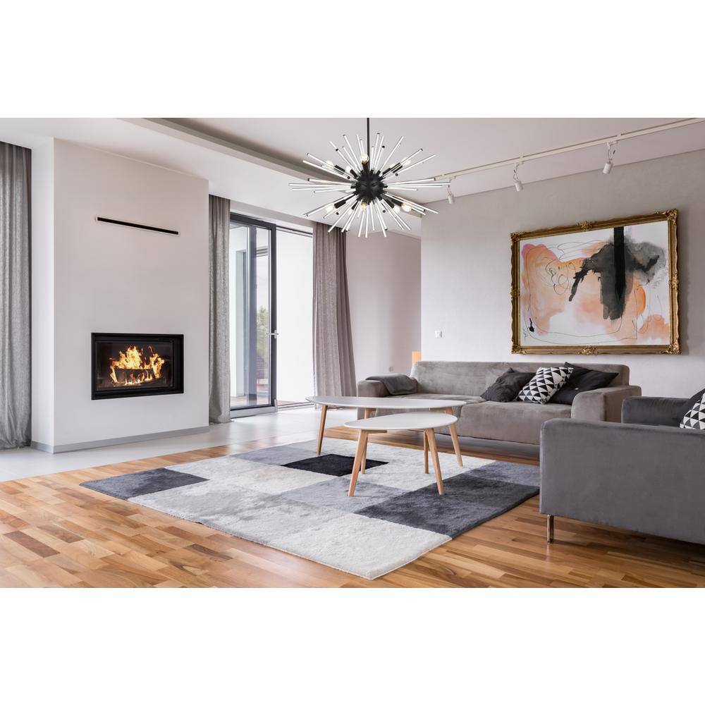Back. Elegant Lighting - Sienna 32 inch crystal rod pendant in black - Black.