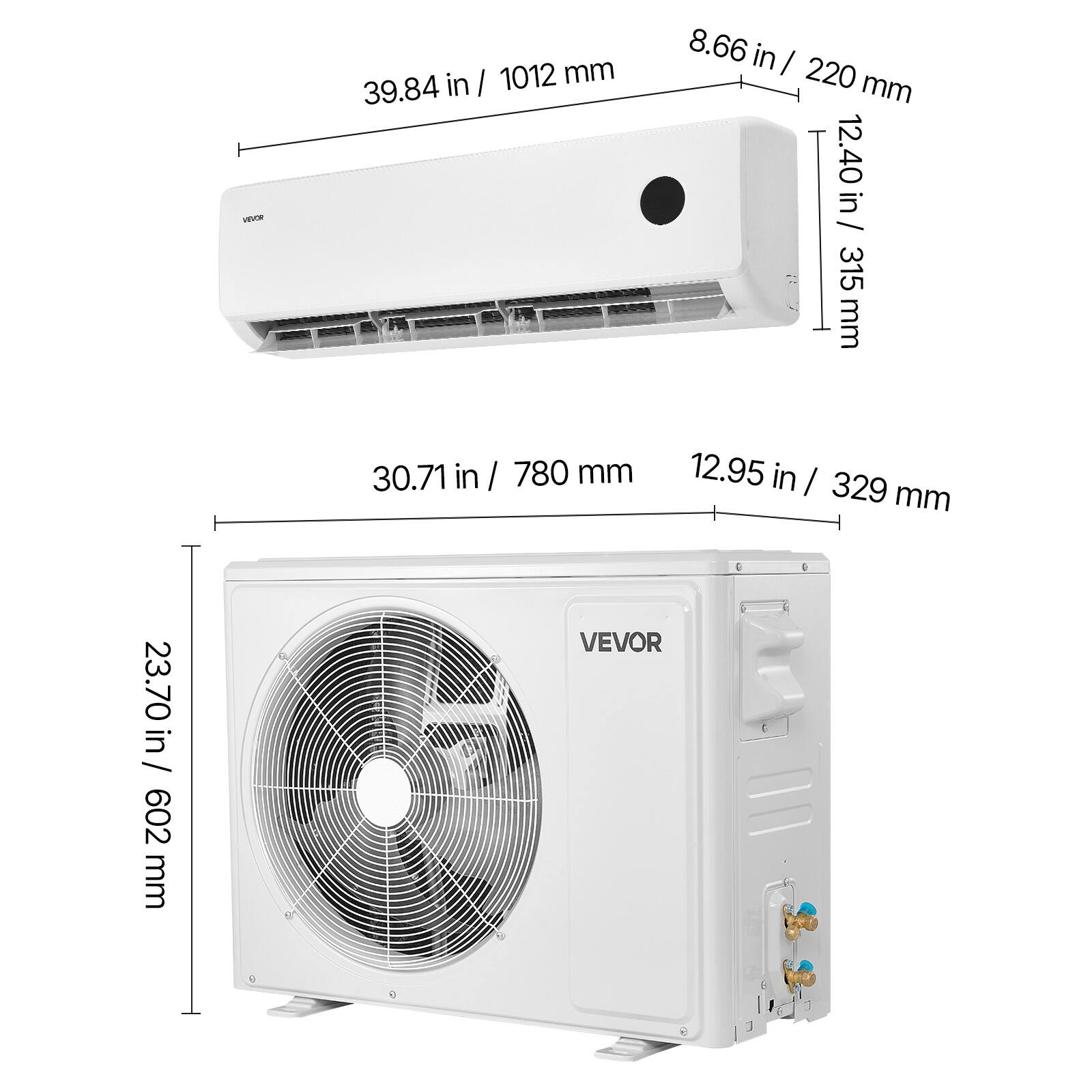 VEVOR

39.84 in / 1012 mm
8.66 in / 220 mm
12.40 in / 315 mm
23.70 in / 602 mm
30.71 in / 780 mm
12.95 in / 329 mm