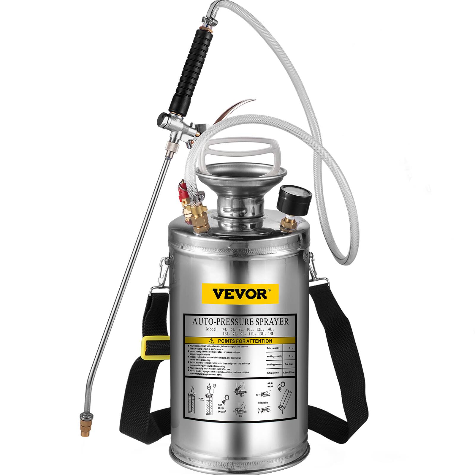 VEVOR AUTO-PRESSURE SPRAYER  
Model: EL, BL, 10L, 12L, HL, 14L  

POINTS FOR ATTENTION:  
- [Text not clearly visible]  
- [Text not clearly visible]  
- [Text not clearly visible]  
- [Text not clearly visible]  
- [Text not clearly visible]  
- [Text not clearly visible]  
- [Text not clearly visible]  
- [Text not clearly visible]  
- [Text not clearly visible]  
- [Text not clearly visible]  
- [Text not clearly visible]  
- [Text not clearly visible]  
- [Text not clearly visible]  
- [Text not clearly visible]  
- [Text not clearly visible]  
- [Text not clearly visible]  
- [Text not clearly visible]  
- [Text not clearly visible]  
- [Text not clearly visible]  
- [Text not clearly visible]  
- [Text not clearly visible]  
- [Text not clearly visible]  
- [Text not clearly visible]  
- [Text not clearly visible]  
- [Text not clearly visible]  
- [Text not clearly visible]  
- [Text not clearly visible]  
-