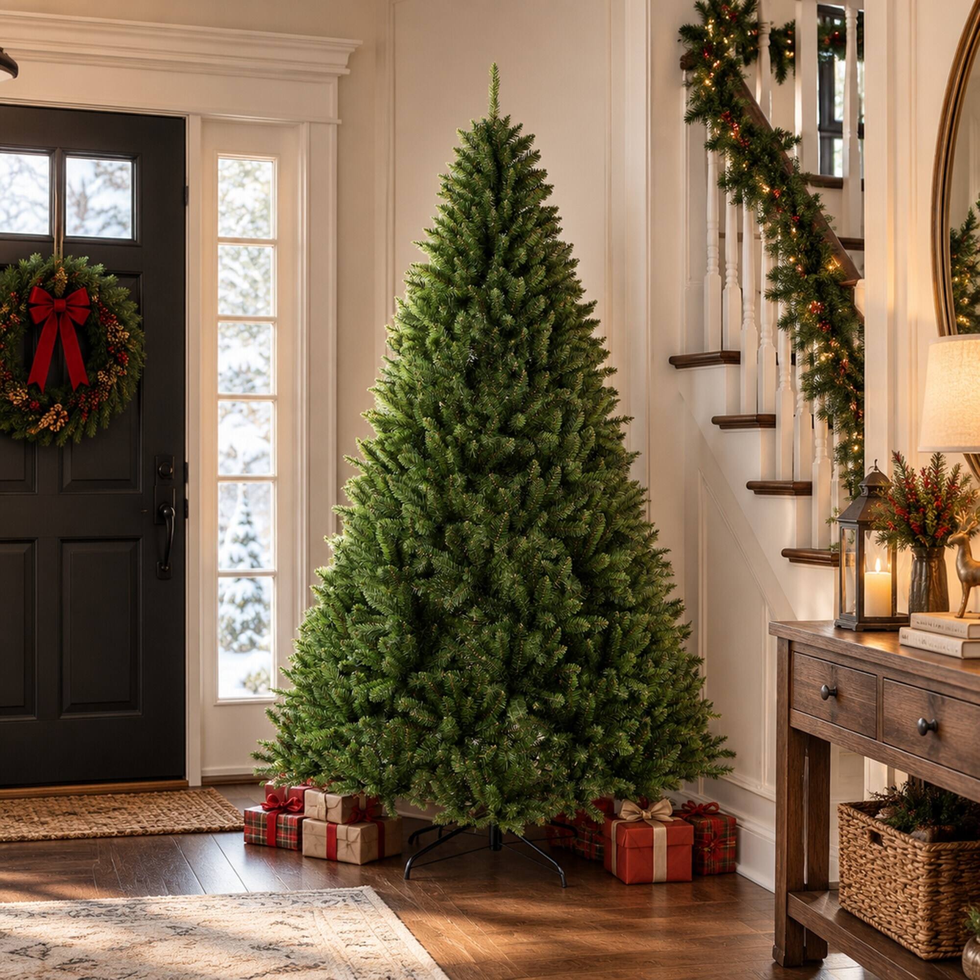 Alt View 1. RYHNUYNE - 7.5FT Artificial Christmas Tree With 2070 Tips and Metal Hinges, Green Foldable Base - Army Green.
