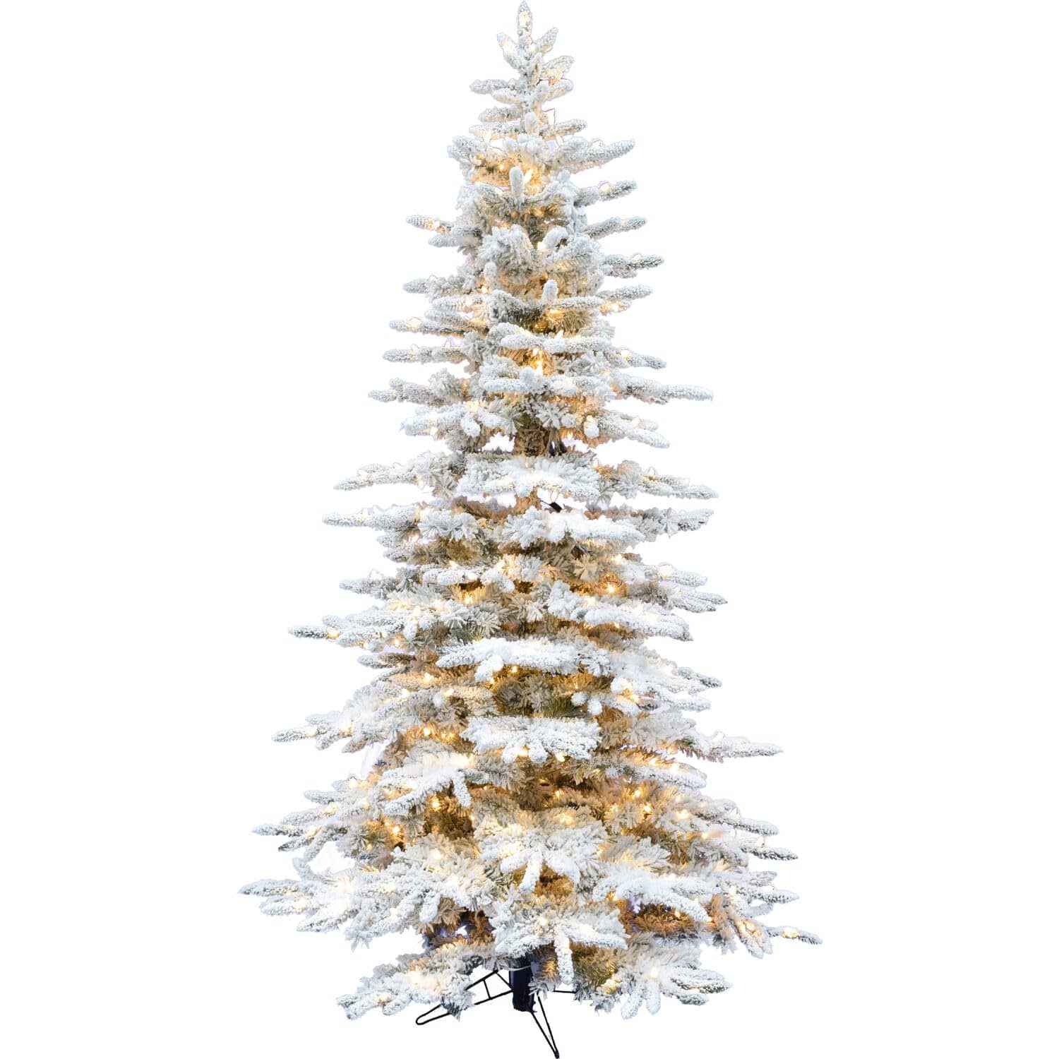 Skar Audio - 7.. Pine Valley Flocked Christmas Tree Snowy Xmas With Incandescent Smart Lights Easy To Connect - Clear Smart String Lighting 7ft 6in