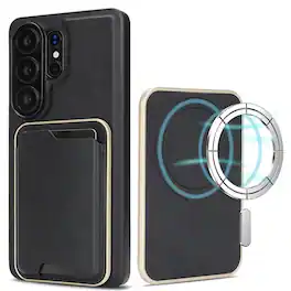 Dteck - 2-in-1 Magnetic Detachable Wallet Case for Samsung Galaxy S26 Ultra, Shockproof PU Leather Phone Cover with Card Holder - Black