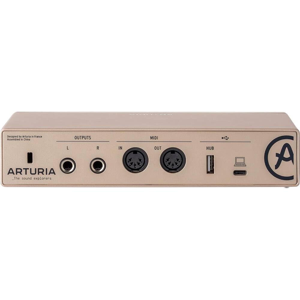 Designed by Arturia in France  
Assembled in China  

ARTURIA  
The sound explorers  

OUTPUTS  
L  
R  
IN  

MIDI  
OUT  

HUB