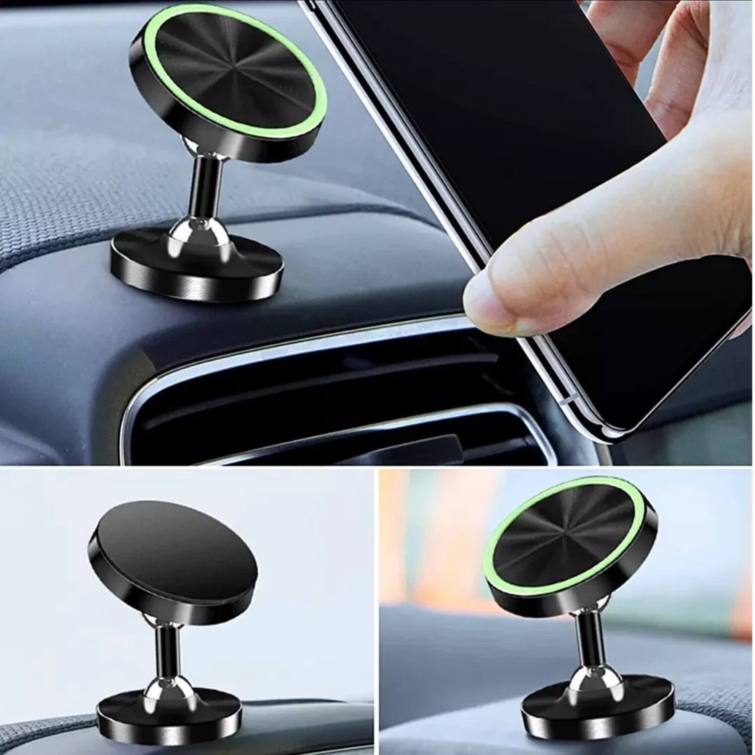 Left. Stock Preferred - Luminous Car Magnetic Mount Holder Stand - Black.