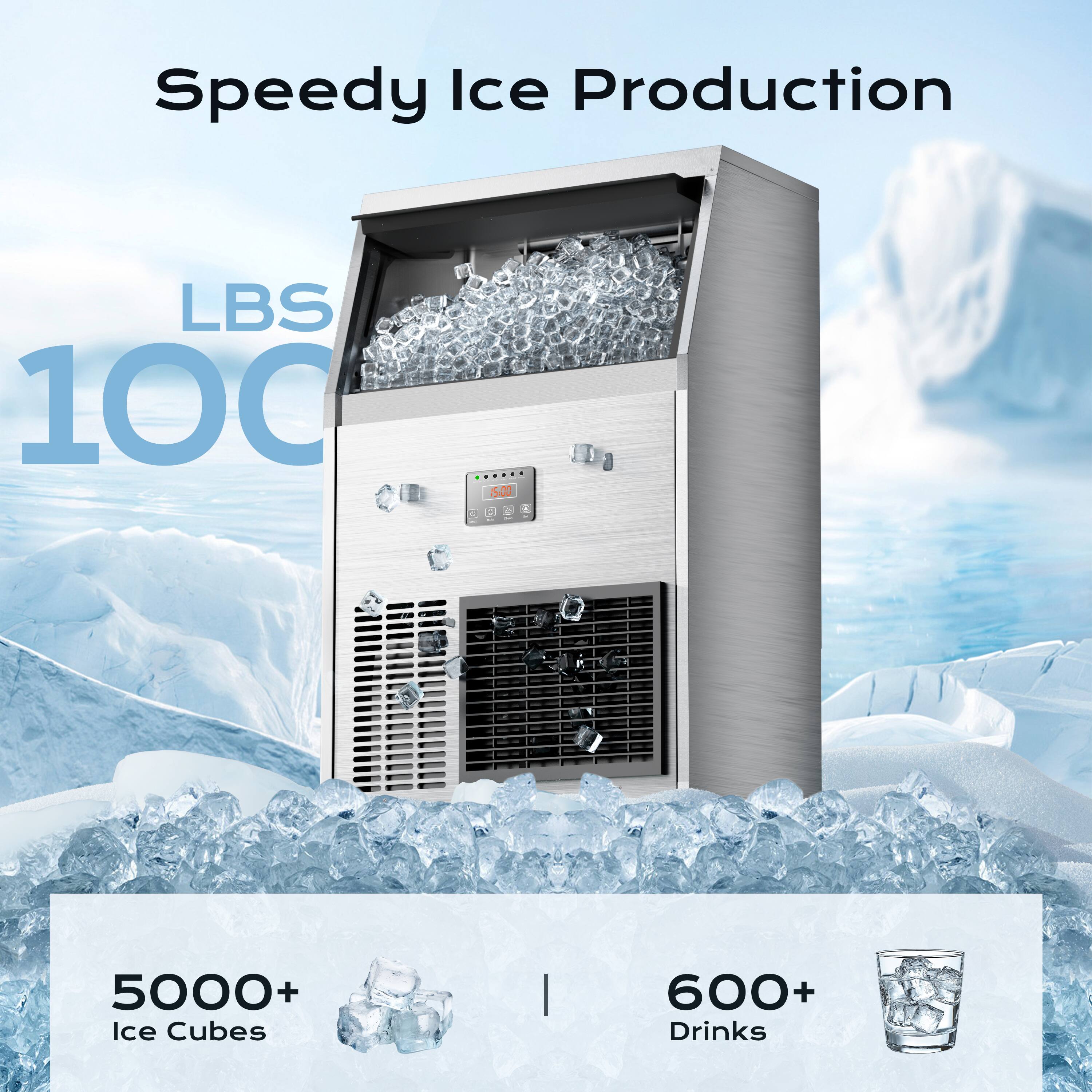 Speedy Ice Production

LBS 100

5000+ Ice Cubes

600+ Drinks