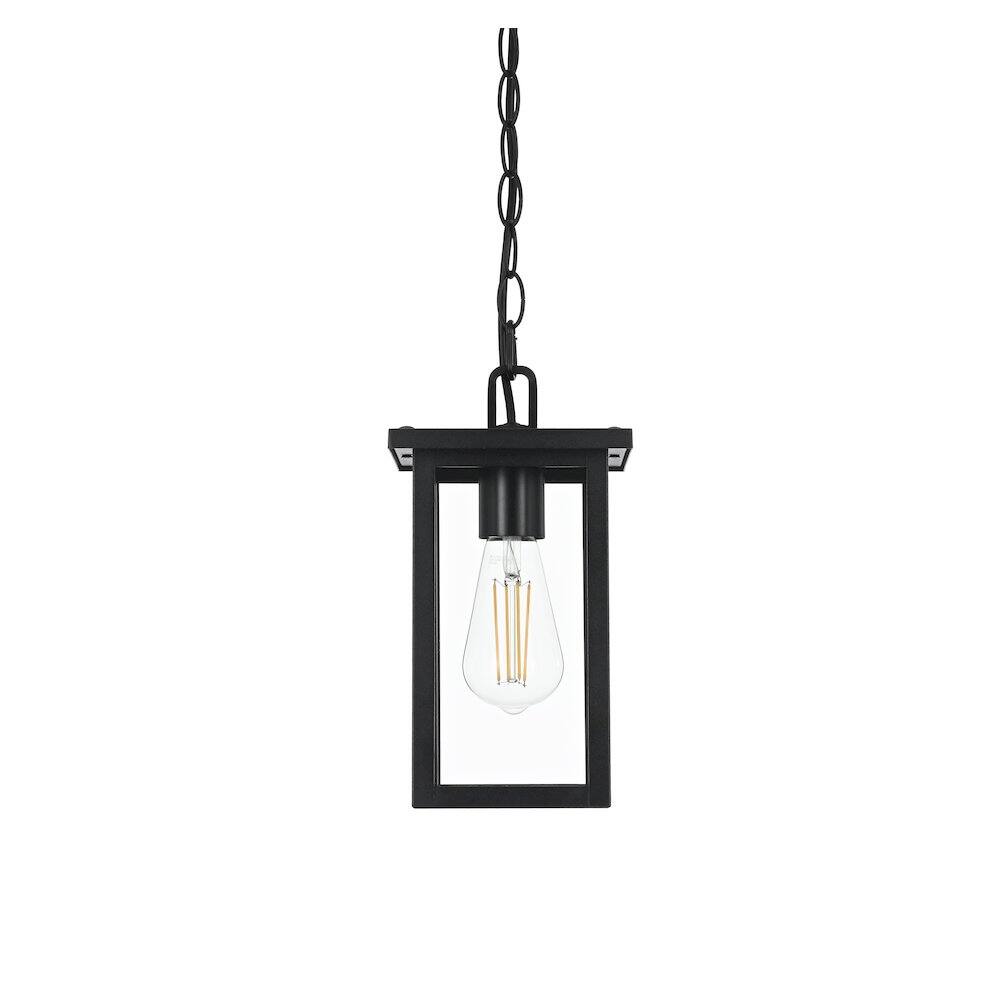 Left. Elegant Lighting - Venango 7 inch Outdoor Pendant in Black - Black.