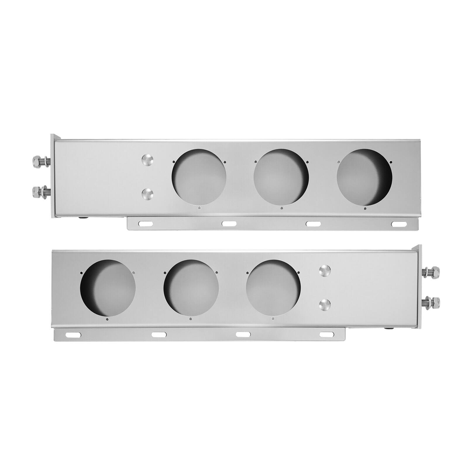 Alt View 5. VEVOR - Stainless Steel Mud Flap Hangers with Light Cutouts, 2-1/2" Bolt Spacing, Spring Loaded Mudflap Hangers for Semi Trucks - Silver.