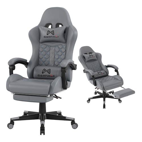 Hirose Alice - Gaming Chair Adult High Computer With Footrest And Linked Armrests Office Video Game Support Ergonomic - Gray