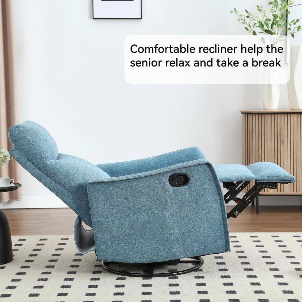 Comfortable recliner helps the senior relax and take a break.