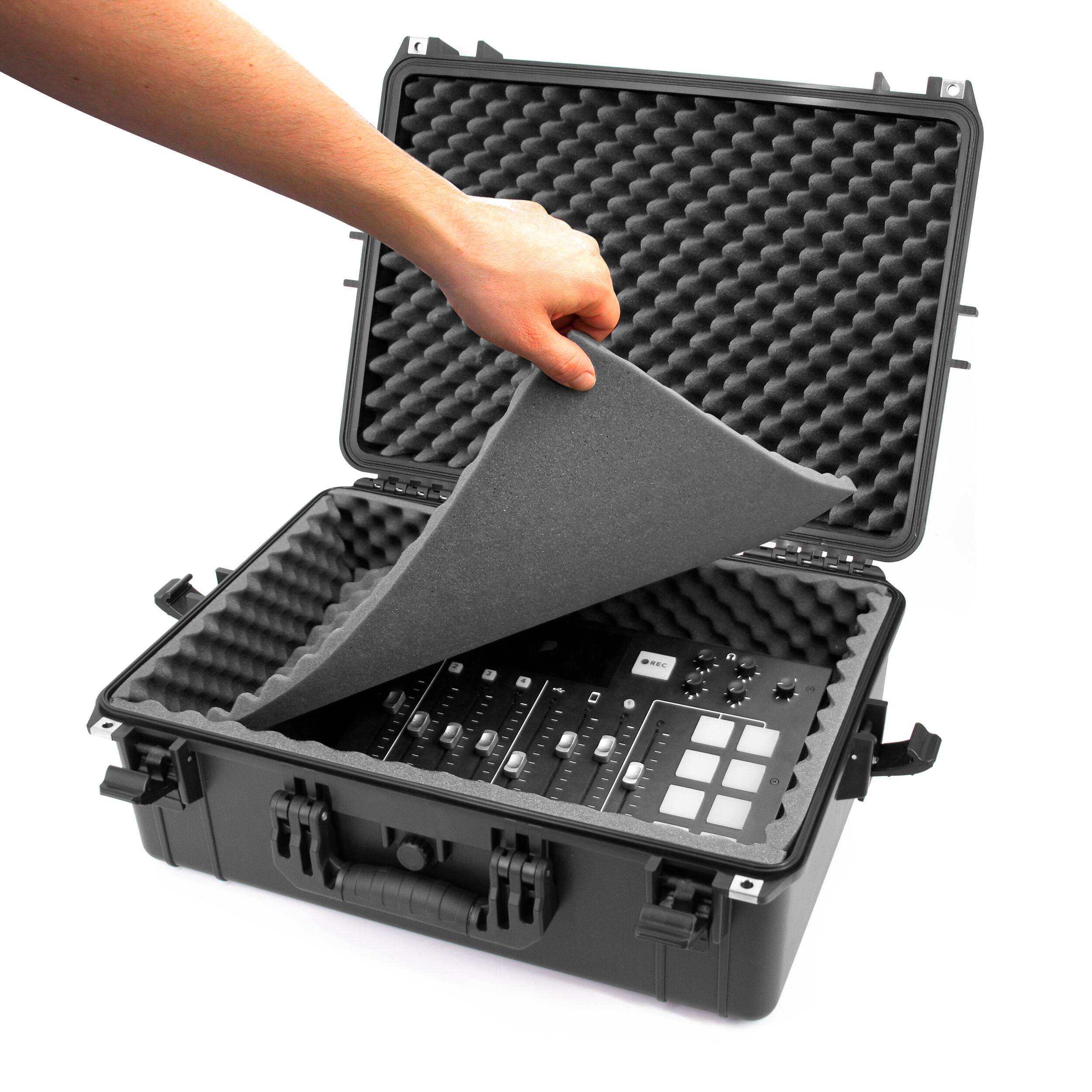 Back. CASEMATIX - Waterproof Mixer Carry Case Fits with Yamaha MG12XU 12 Channel DJ Mixer and More Mixers up to 17" x 12.1" x 5" - Black.