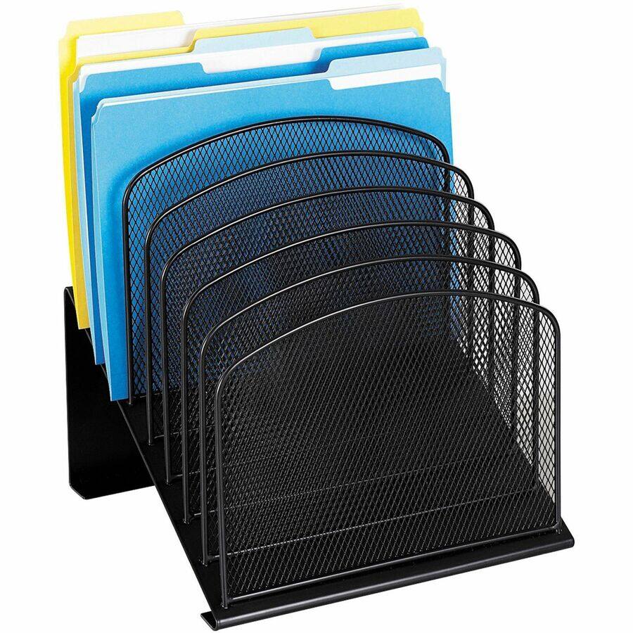 Left. Safco - Safco Onyx Wire Mesh Desktop Organizer 8 Compartment Compartment Size : 1" 14" x 11.75" x 10.75" Desktop  Black Steel - Black.